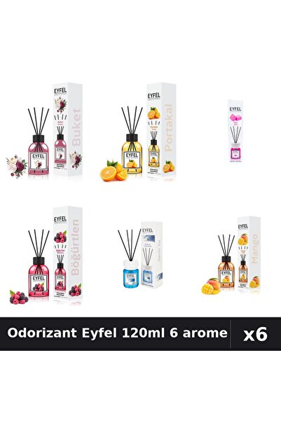 Eyfel Set 6 Odorizante Camera Betisoare 120ml - 6 Arome Asortate, Parfum Intens