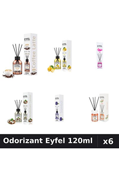 Eyfel Set 6 Odorizante Camera Betisoare - Cafea, Lămâie, Bubble Gum, Cocos, Z...