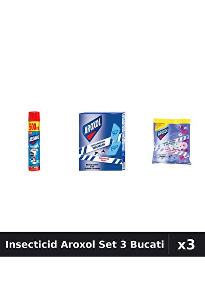 Aroxol Set 3 Insecticid - Spray 500ml + Pastile Anti-Insecte 50 buc - Protect...