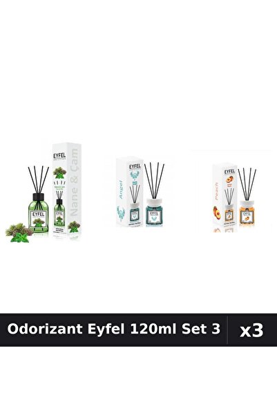 Eyfel Set 3 Odorizant Camera Betisoare 120ml - Angel, Piersica, Pin Menta