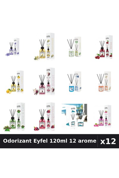 Eyfel Set 12 Odorizant Camera Betisoare 120ml - 12 Arome Asortate, Parfum Intens