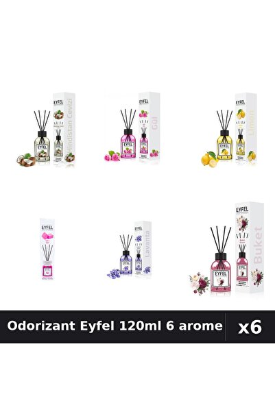 Eyfel Set 6 Odorizante Camera Betisoare - 6 Arome Asortate, 120ml Parfum