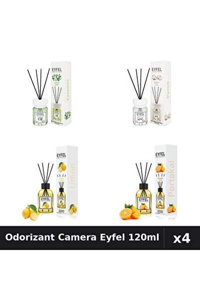 Eyfel Set 4 Odorizant Camera Betisoare 120ml - Iasomie, Bumbac, Lamaie, Porto...