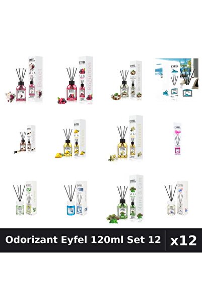 Eyfel Set 12 Odorizante Camera cu Betisoare 120ml - 12 Arome Asortate Parfum