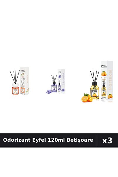Eyfel Set 3 Odorizant Cameră Betișoare 120ml - Acacia, Lavandă, Portocală