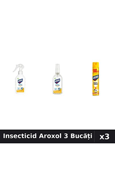 Aroxol Set 3 Insecticid - Loțiune Repelent 200ml + 85ml, Spray 580ml - Protecție