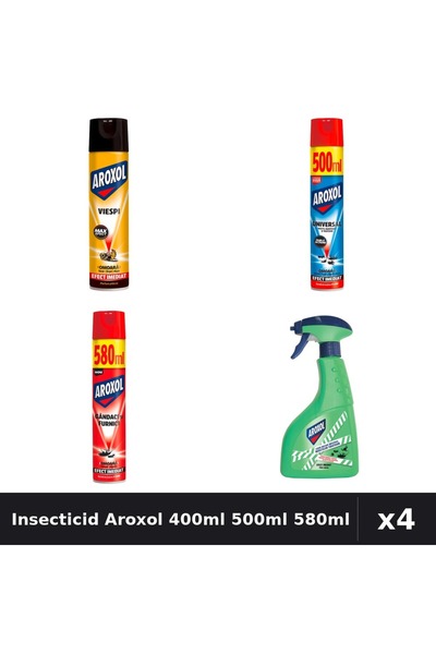 Aroxol Set 4 Spray Insecticid 400ml, 500ml, 580ml - Anti Gandaci, Tantari, Muste