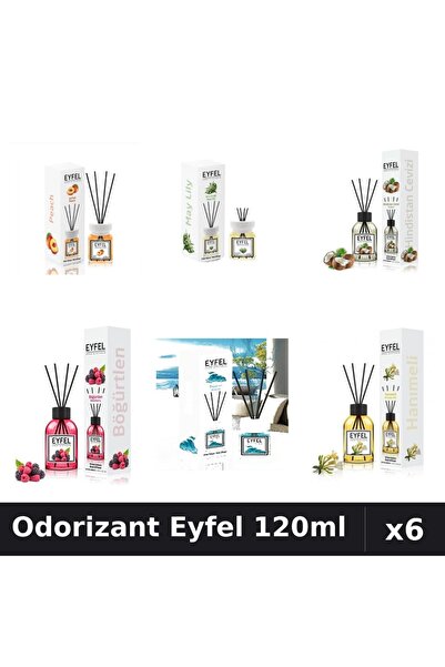 Eyfel Set 6 Odorizante Camera Betisoare - 6 Arome Asortate, 120ml Parfum Intens