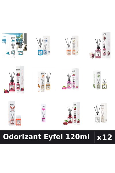 Eyfel Set 12 Odorizante Camera Betisoare 120ml - 12 Arome Asortate, Parfum In...