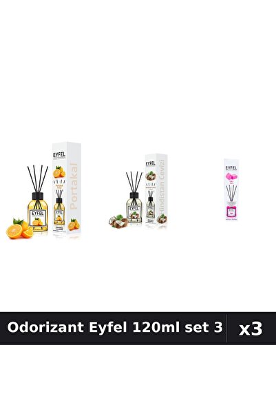 Eyfel Set 3 Odorizant Camera Betisoare 120ml - Portocala, Nuca Cocos, Bubble Gum