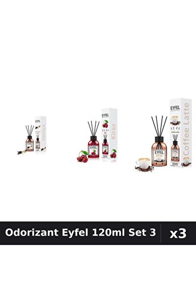 Eyfel Set 3 Odorizant Camera Betisoare 120ml - Vanilie, Cireșe, Cafea
