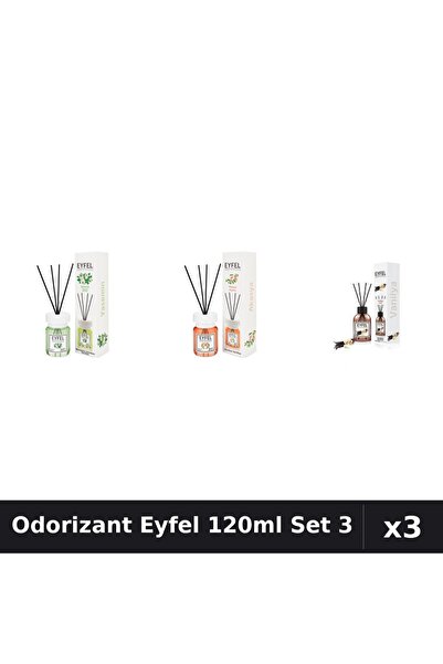 Eyfel Set 3 Odorizant Camera Betisoare 120ml - Iasomie, Acacia, Vanilie