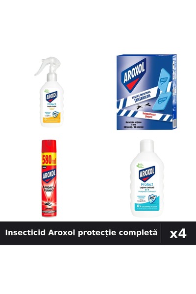 Aroxol Set 4 Insecticide - Loțiune Repelent 200ml, Pastile Anti-Insecte, Spra...