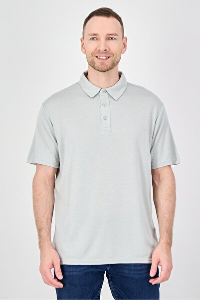 Palm Beach Men Regular Fit Heather Short Sleeve Polo Shirt, Light Grey