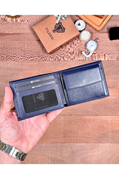 Fil Deri Genuine Leather Men's Wallet with Coin Compartment and Double Money ...