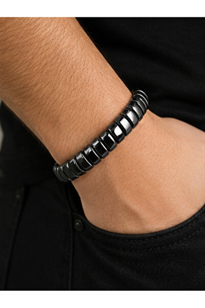 Saff Doğal Taş Hematite Men's Bracelet 8