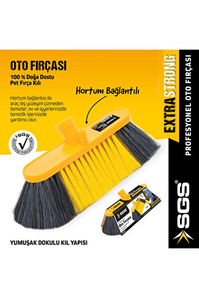 SGS 4165 Oto Fırça 23CM Sapsız Otomobil Yıkama Fırçası Hortum Girişli Araba F...