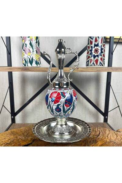 Çini Evi Iznik Flowers – Silver Plated Tile Pitcher Set