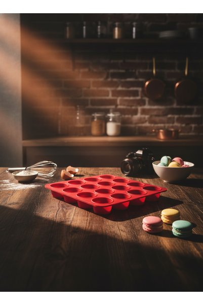 Stork 3 Pieces of 16-Cavity Silicone Macaron, Mini Cake, and Chocolate Mold - Fireproof Non-Stick Muffin Tray