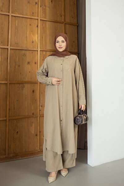 Şeker Portakalım Cotton Linen Trousers Outerwear Double Set