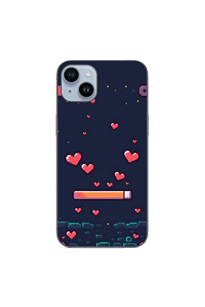 OEM Калъф, съвместим с Apple iPhone 15 Plus, от силиконов гел TPU, с пикселен...