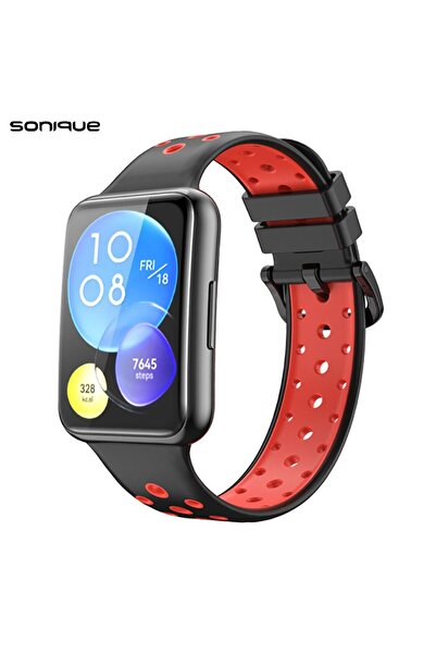Sonique Λουράκι Σιλικόνης Sport Band για Huawei Fit 2 Active Μαύρο / Κόκκινο
