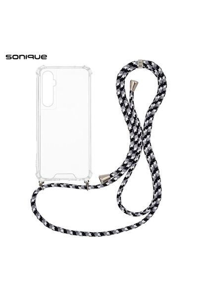 Sonique Θήκη Σιλικόνης με Κορδόνι Armor Clear Realme C65 4G Rainbow Μαύρο