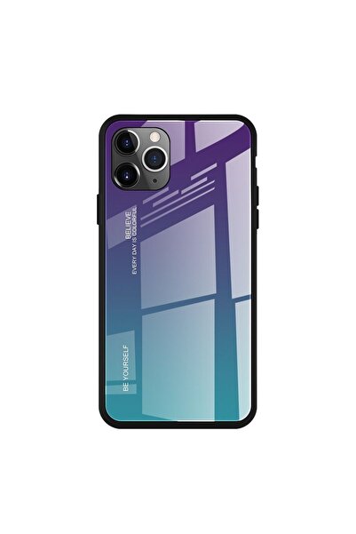 OEM Glass Case Apple iPhone 11 Pro Max Μωβ / Μπλέ