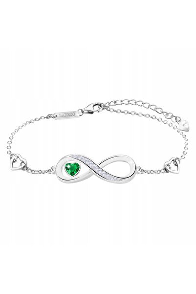 Larezo Brățară Infinit din Argint cu Zirconiu Cubic, Zirconiu Cubic Verde, AR...