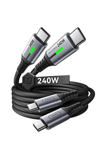 iniu USB-C кабел 240W, комплект от 2 броя, 1м, бързо зареждане PD, найлонова ...