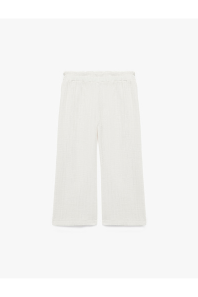 Koton Pantaloni largi din muselină din bumbac cu talie elastică