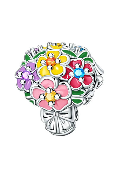 DANGLE Colorful Flowers Silver Charm