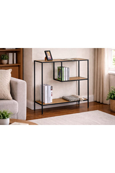 Target Home Linos-9 δρύινη βιβλιοθήκη-κονσόλα με 2 ράφια 100 x 33 x 96 εκ. μα...