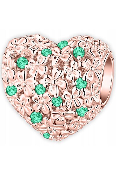Larezo pandantiv, element decorativ, Model Inima Cu Flori Zirconii Verzi Floa...