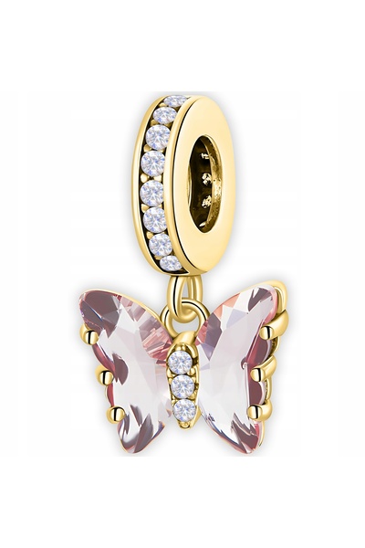 Larezo pandantiv, element decorativ, Model Fluture Insecta Roz, Zirconii, Ina...