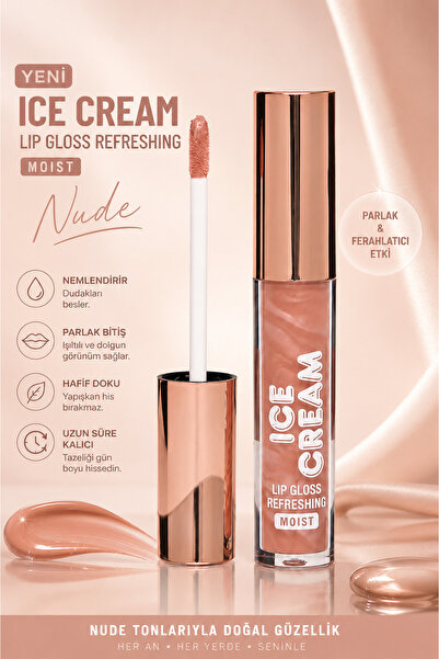SETBEAUTY NUDE SİMLİ RENKLİ DUDAK PARLATICI RUJ – ICE CREAM LİP GLOSS 04
