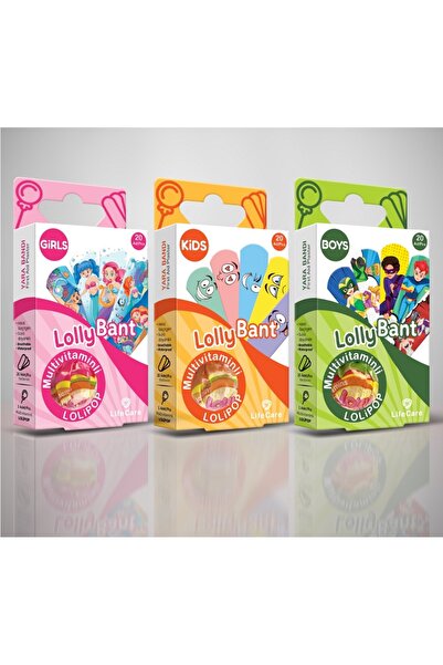 lollybant Desenli yarabandı seti Lolipop hediyeli - stant 15 kutu