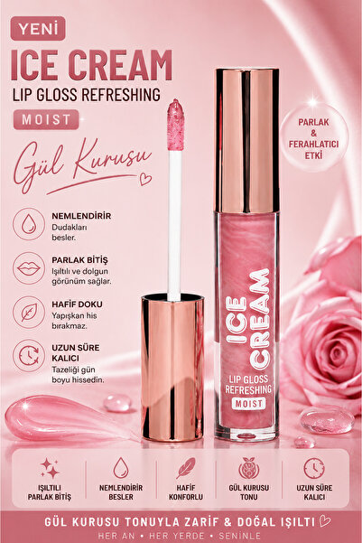 SETBEAUTY GÜL KURUSU SİMLİ RENKLİ DUDAK PARLATICI RUJ – ICE CREAM LİP GLOSS 02