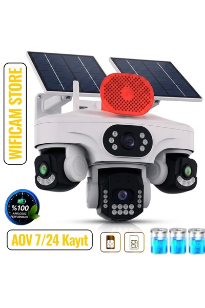 WİFİCAM O-Kam Tüm Lenslerde Hareket Algılama 4 Kameralı 4g Solar Kamera Aov 7...