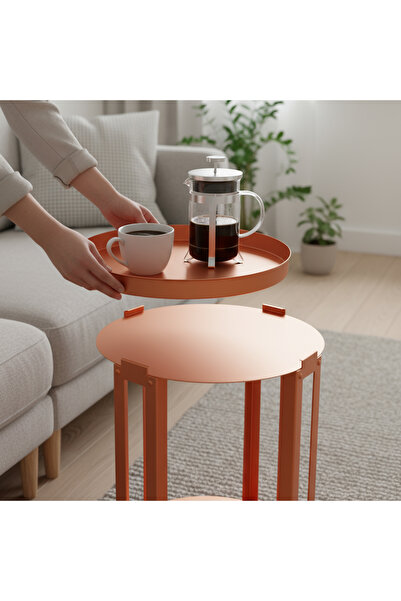 UYART HOME Çıkarılabilir Tepsili Metal Yan Sehpa – Modern Siyah Zigon Sehpa, ...