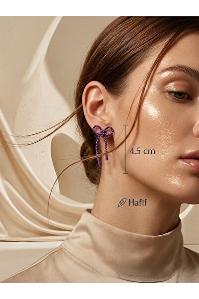 Nuveria Luna Ribbon - Korean Style Bow Earrings - Colorful Dangle Earrings fo...