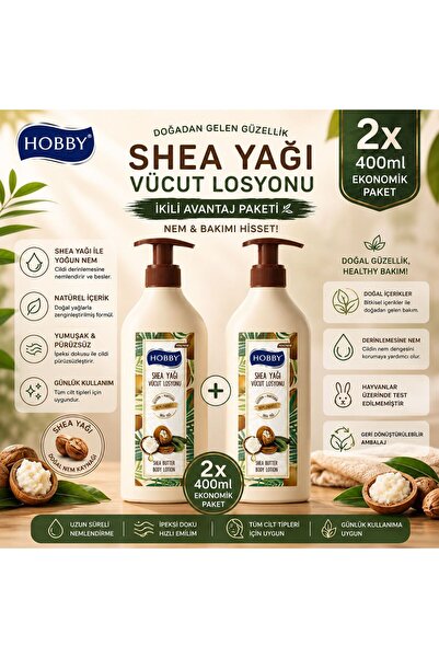 Hobby Vücut Losyonu Shea Yağı 400 ml 2 Adet