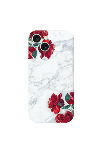 Other Apple iPhone 15 Plus red roses marble Transparent Silicone TPU Θήκη