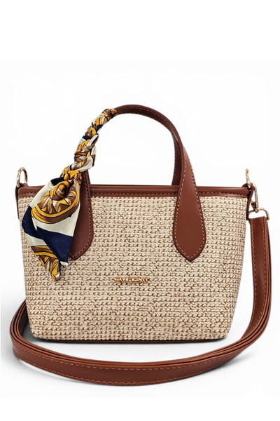 Evident Tan, Straw Look, Scarf, Crossbody Strap, Minimalist, Hand & Shoulder ...
