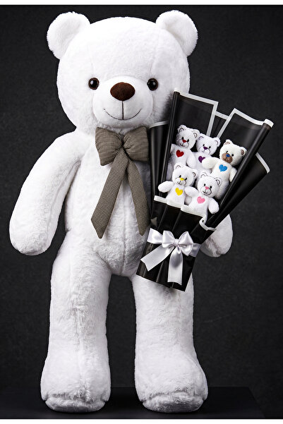 lenostra 90cm White Large Plush Teddy Bear with Heart Teddy Bear Bouquet - Bi...