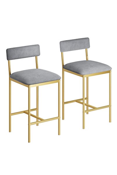 Garvee Set of 2 Bar Stools, Padded Bar Stools Counter High with Backrest and ...