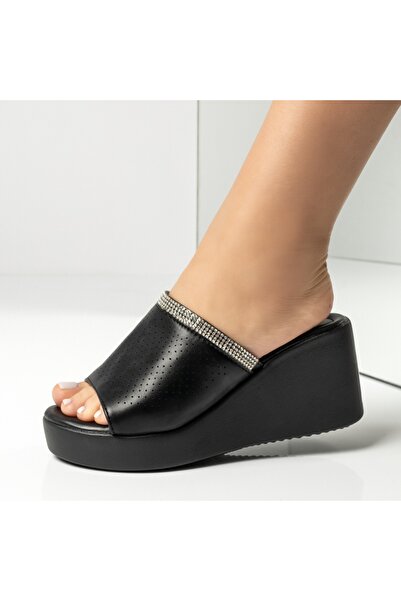Modlet.ro Women's black casual platform mules ZOE1