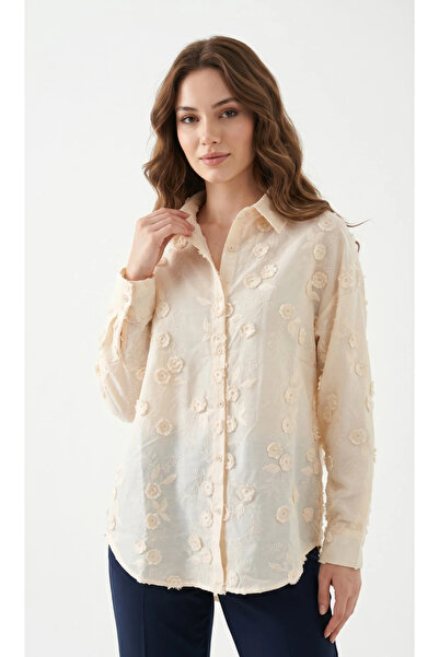 TATULA Floral Embossed Long Sleeve Shirt