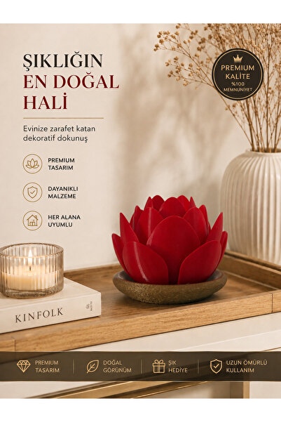 zulya Lotus Mumluk LED Işıklı Dekoratif Masa Üstü Biblo | Modern Minimalist P...