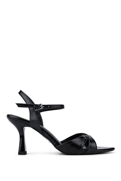 Tamer Tanca Women's Faux Leather Black Heeled Shoes
